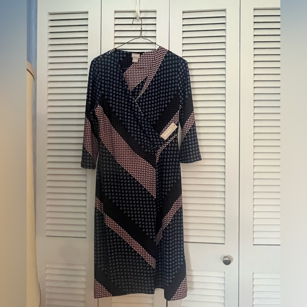 Multi colored wrap A-line dress.